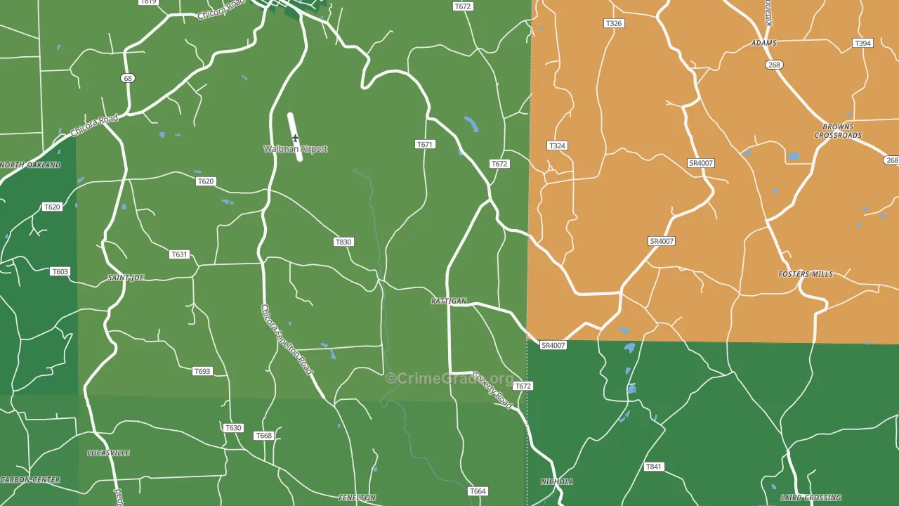 Rattigan, PA Map of Vehicle Theft Rates