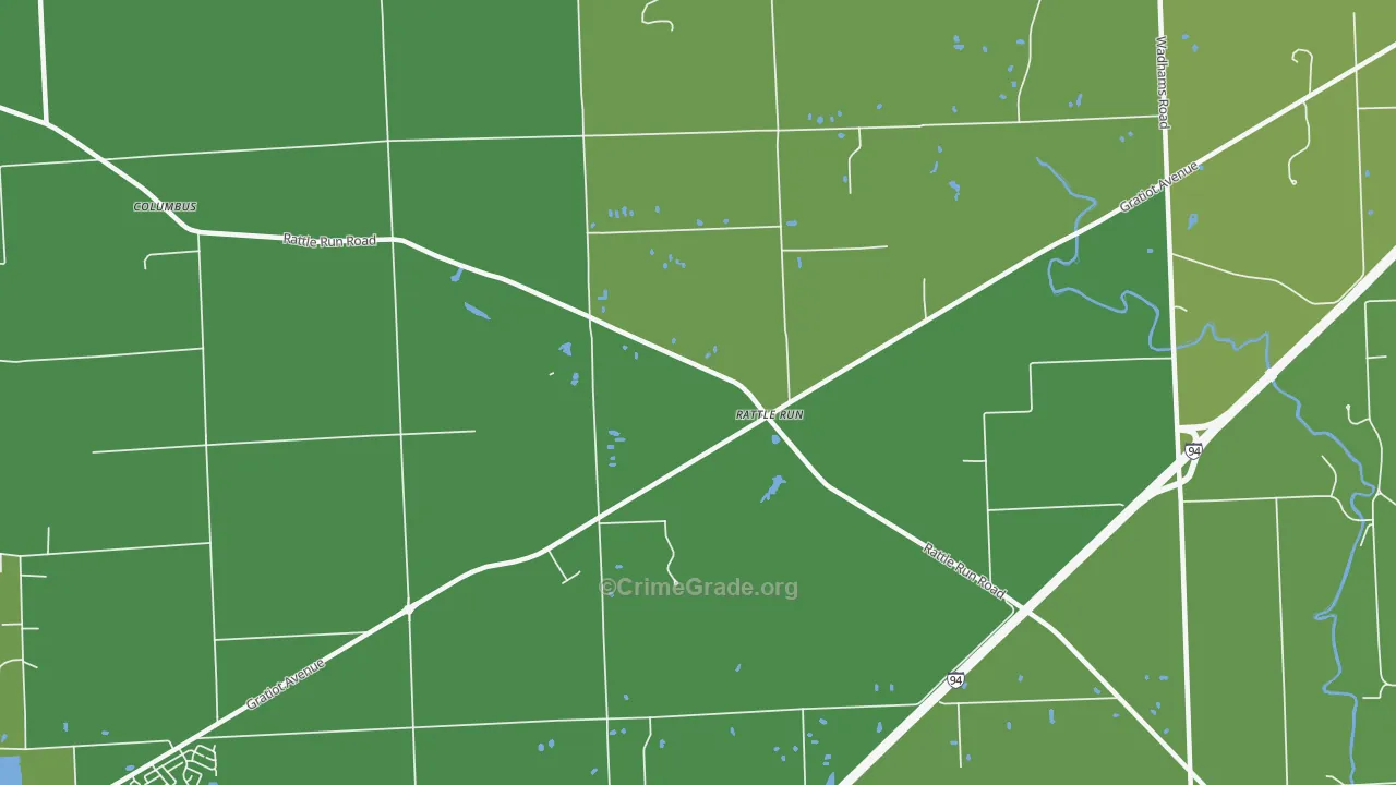 Rattle Run, MI Map of Vehicle Theft Rates