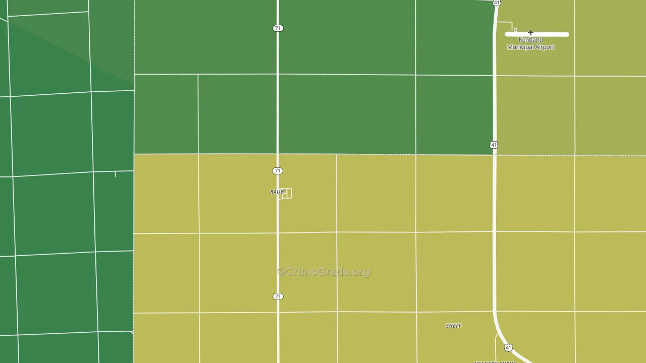 Raub, IN Map of Vehicle Theft Rates