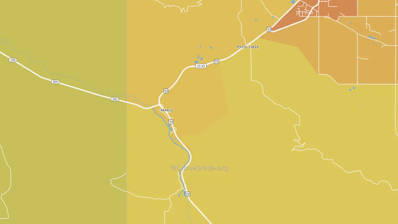 Ravalli, MT Map of Vehicle Theft Rates