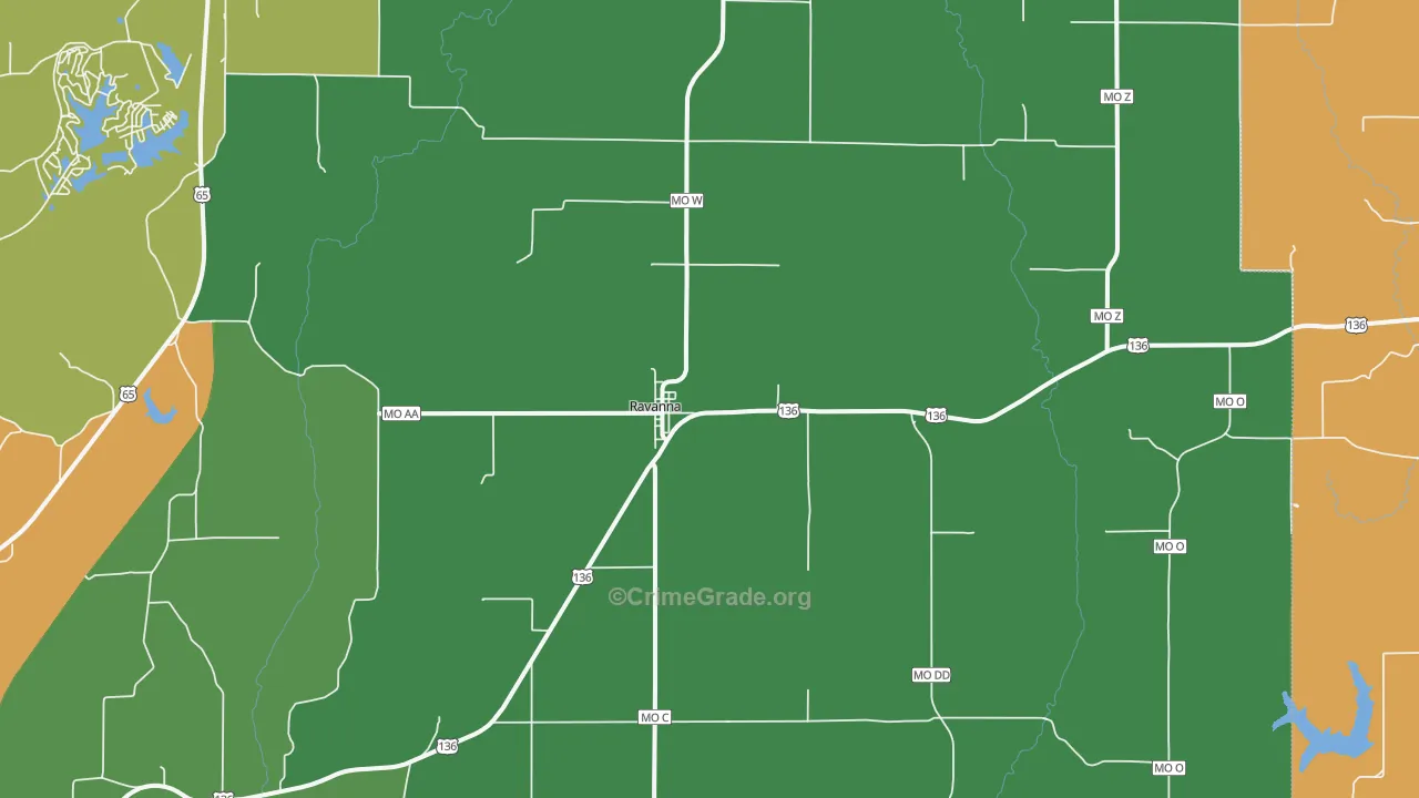 Ravanna, MO Map of Vehicle Theft Rates