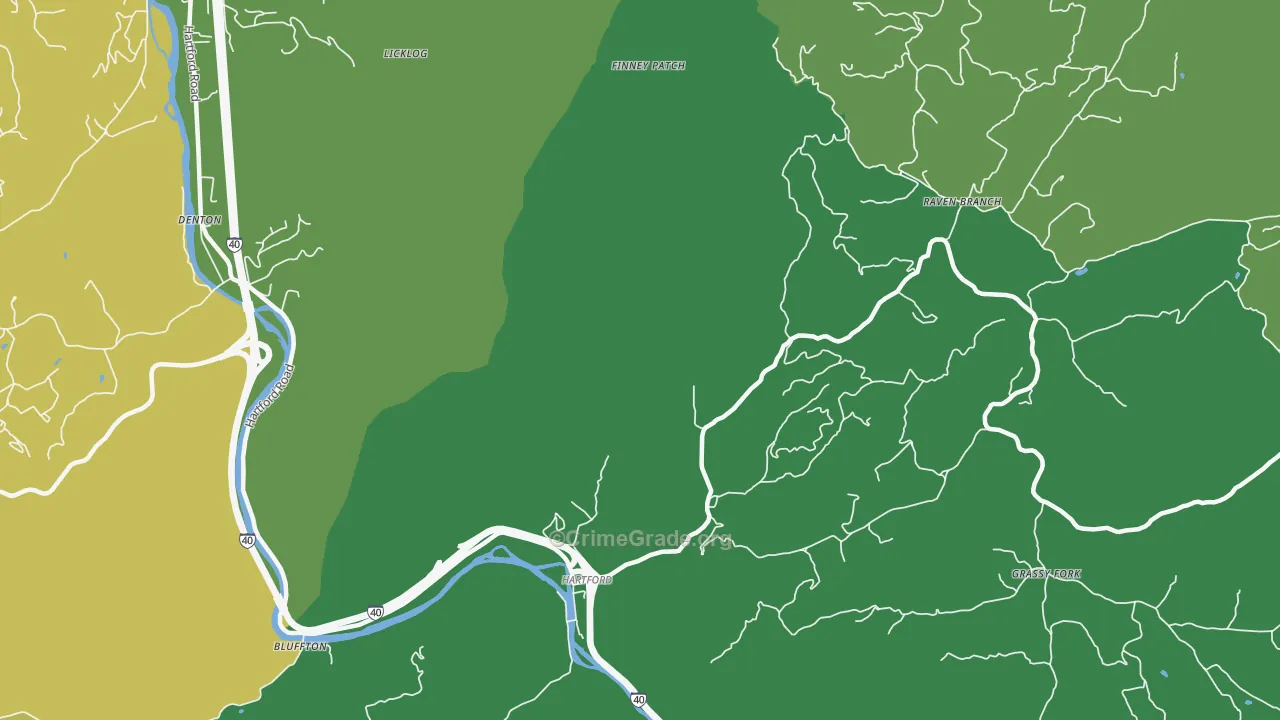 Raven Branch, TN Map of Vehicle Theft Rates