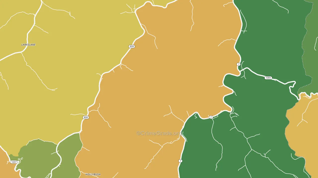 Raven, KY Map of Vehicle Theft Rates