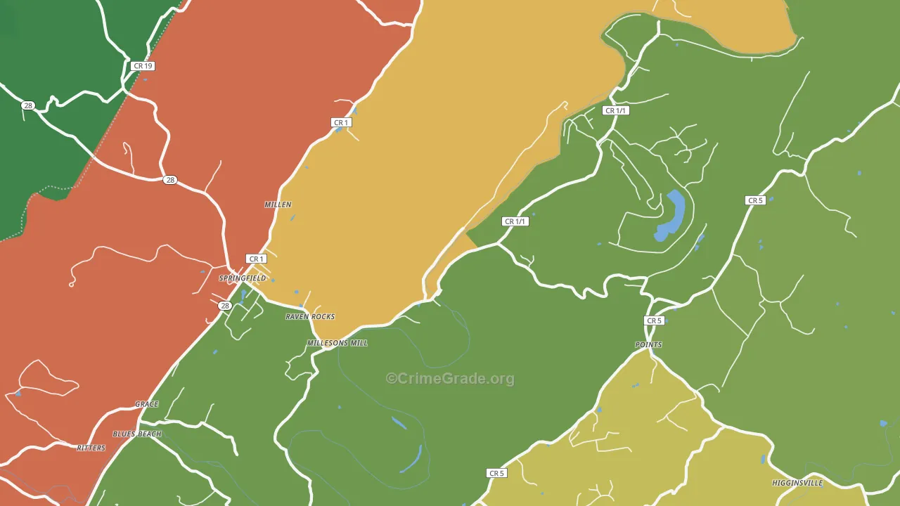 Raven Rocks, WV Map of Vehicle Theft Rates