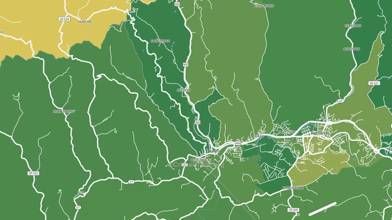 Raven, VA Map of Vehicle Theft Rates