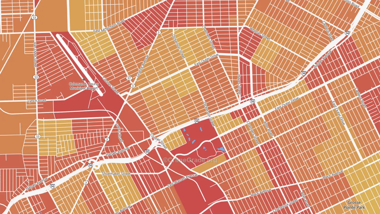 Ravendale, Detroit, MI Map of Vehicle Theft Rates
