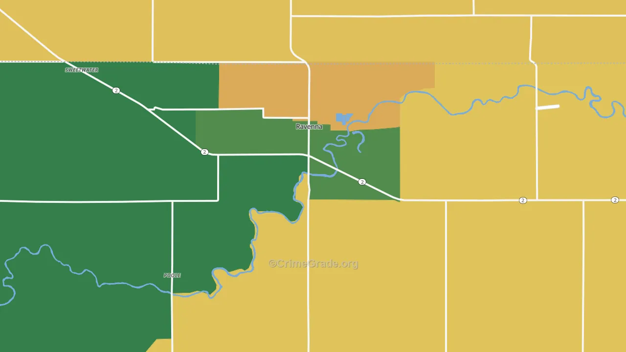 Ravenna, NE Map of Vehicle Theft Rates