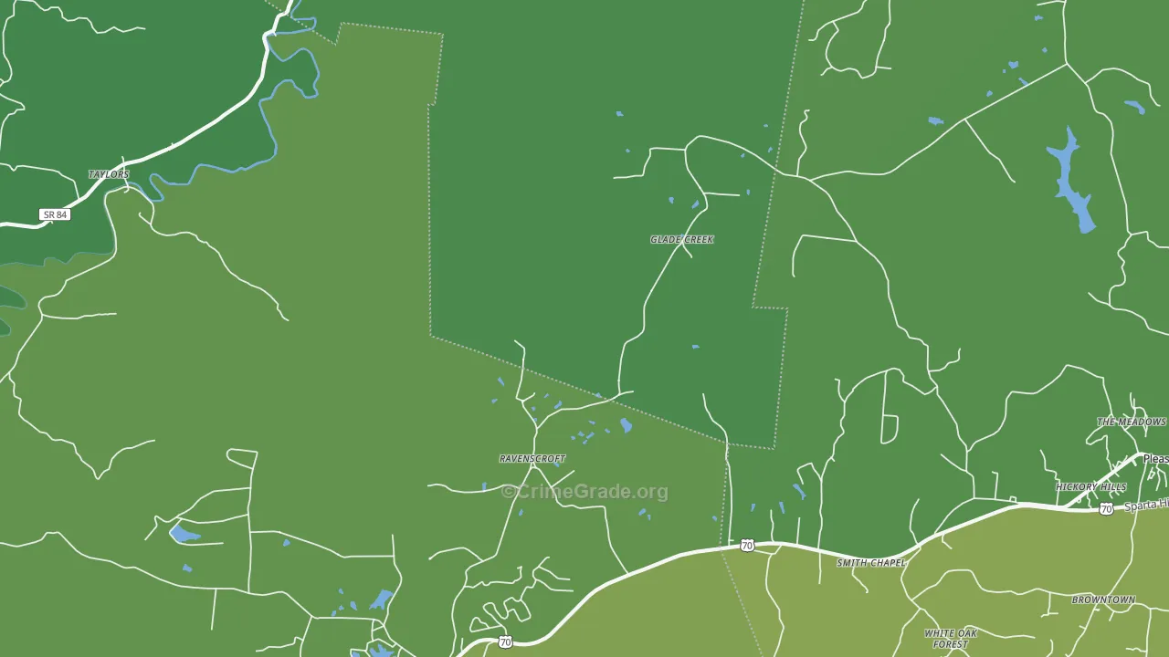 Ravenscroft, TN Map of Vehicle Theft Rates