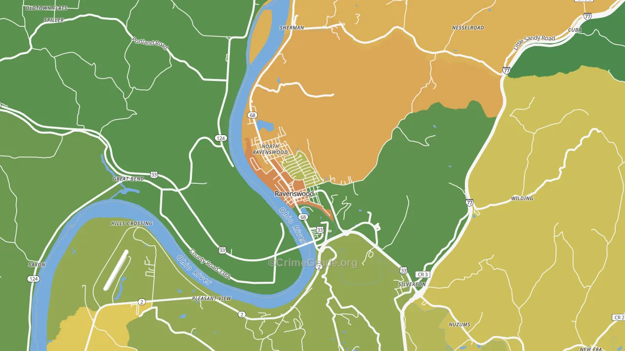 Ravenswood, WV Map of Vehicle Theft Rates