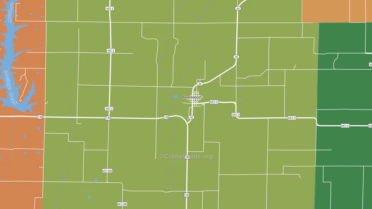 Ravenwood, MO Map of Vehicle Theft Rates