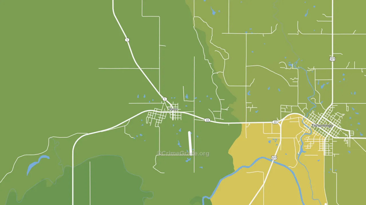 Ravia, OK Map of Vehicle Theft Rates