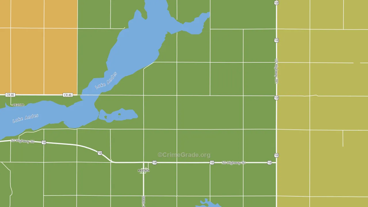 Ravinia, SD Map of Vehicle Theft Rates