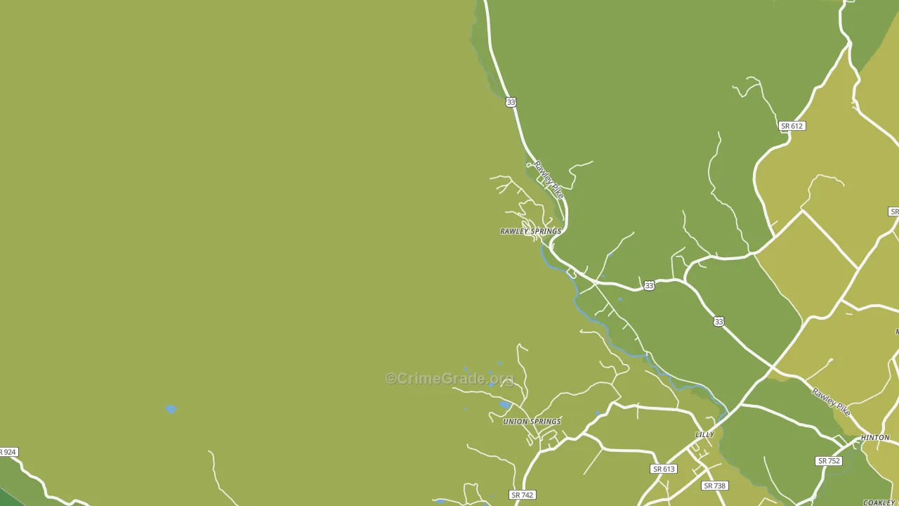 Rawley Springs, VA Map of Vehicle Theft Rates