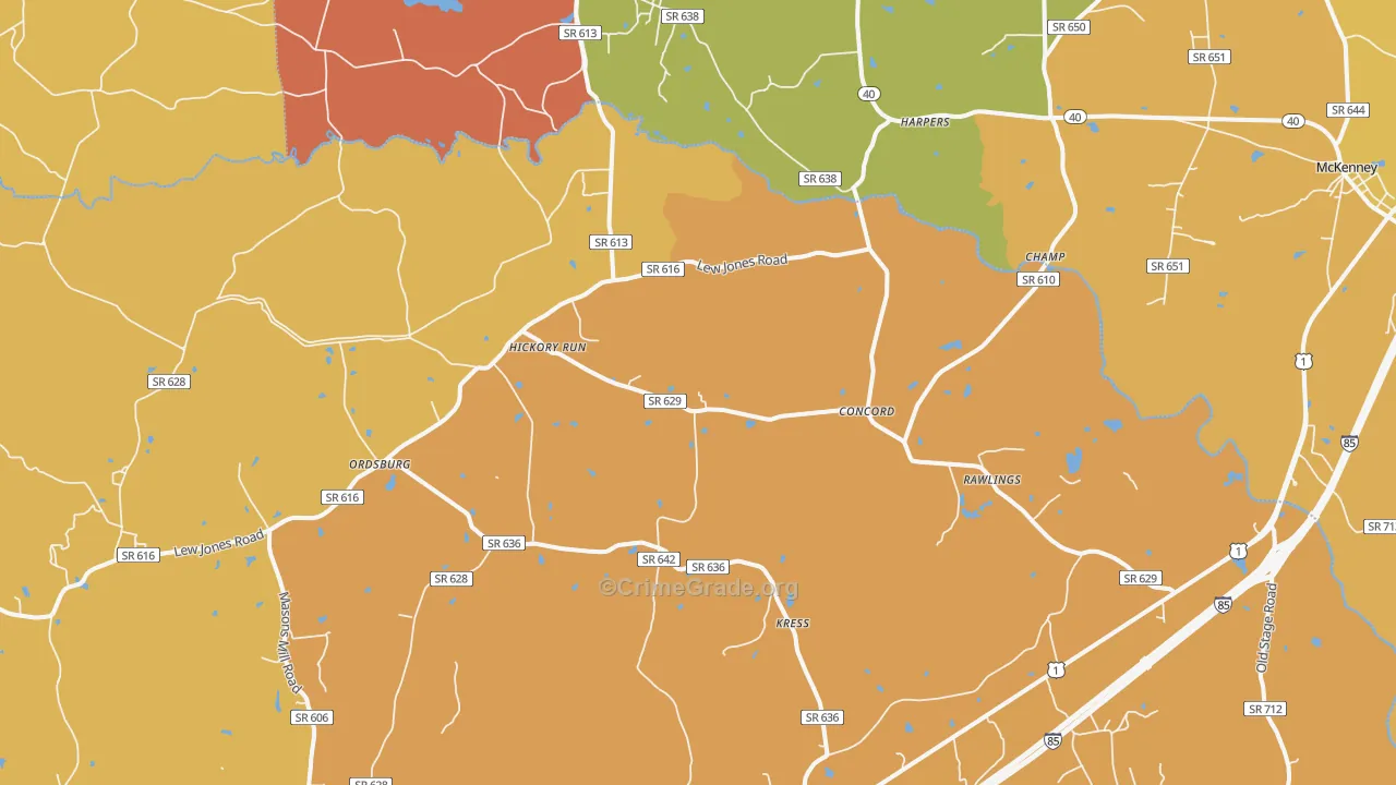 Rawlings, VA Map of Vehicle Theft Rates