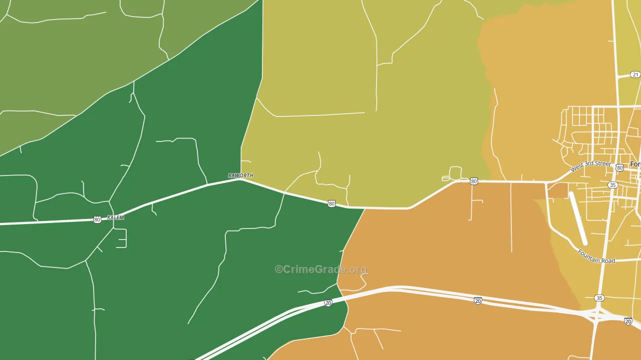Raworth, MS Map of Vehicle Theft Rates