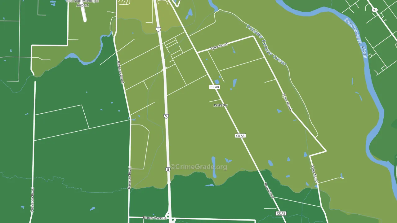 Rawson, CA Map of Vehicle Theft Rates