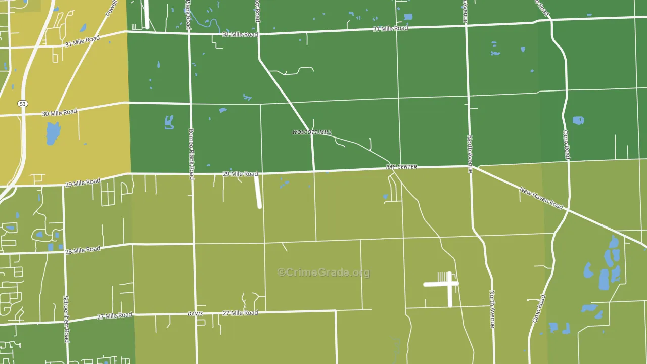 Ray, MI Map of Vehicle Theft Rates