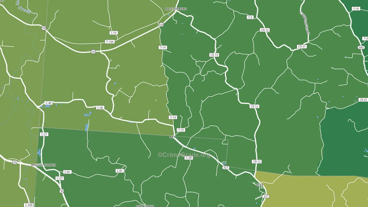 Ray, OH Map of Vehicle Theft Rates