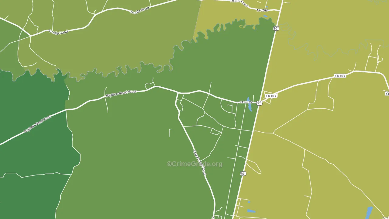 Raybon, GA Map of Vehicle Theft Rates