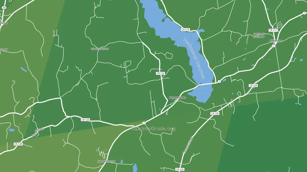 Raymertown, NY Map of Vehicle Theft Rates