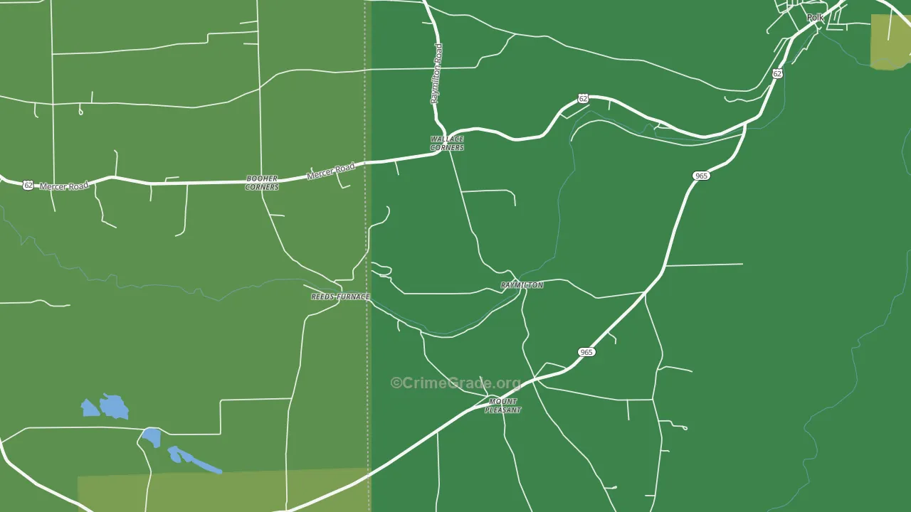 Raymilton, PA Map of Vehicle Theft Rates