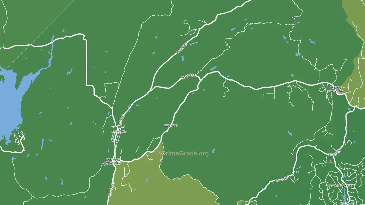 Raymond, CA Map of Vehicle Theft Rates