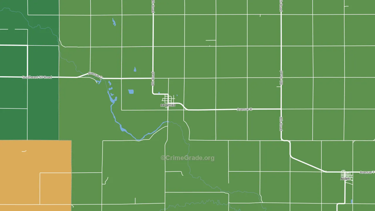 Raymond, KS Map of Vehicle Theft Rates
