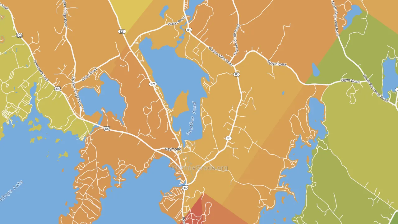 Raymond, ME Map of Vehicle Theft Rates