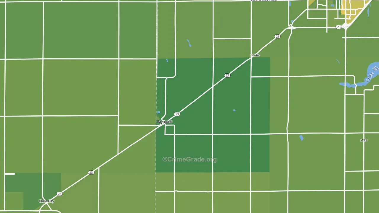 Raymond, MN Map of Vehicle Theft Rates