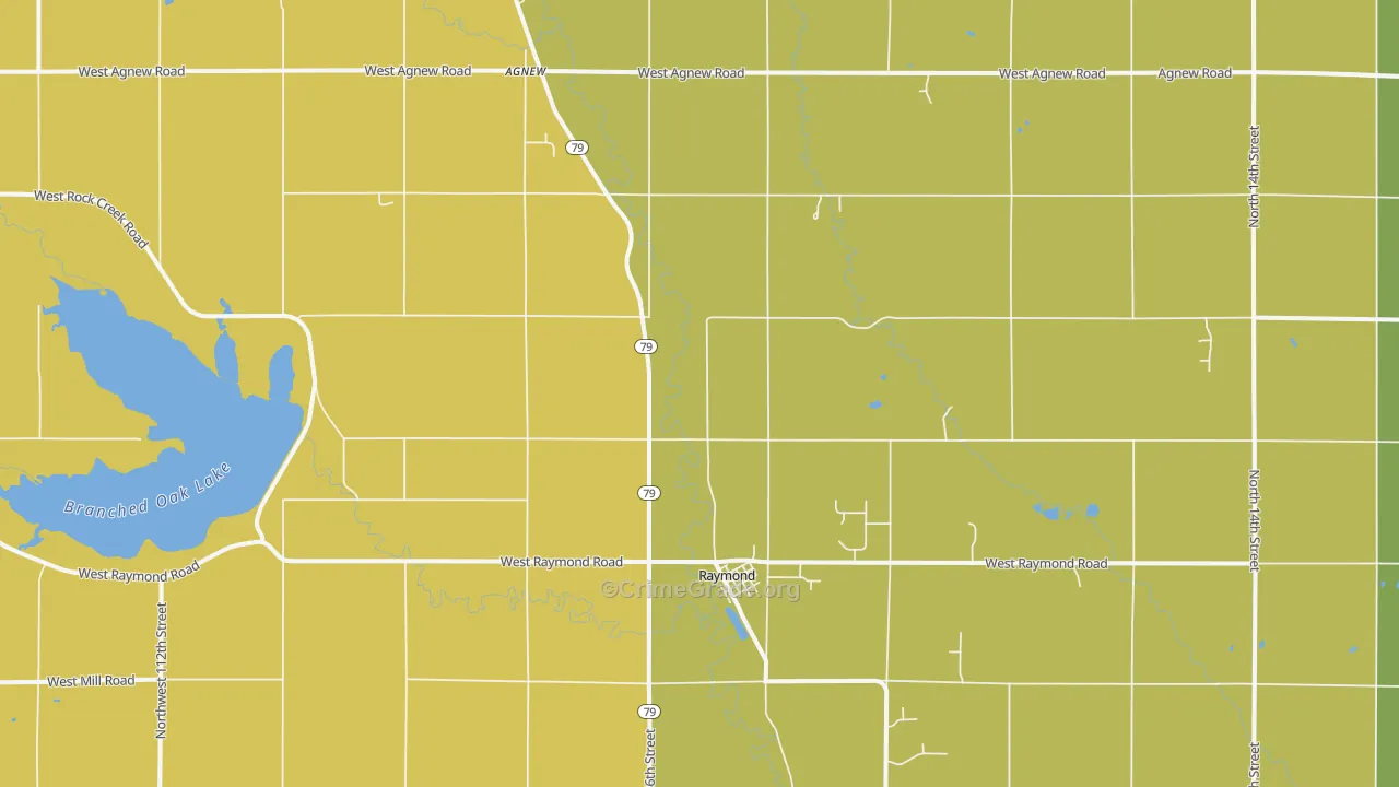 Raymond, NE Map of Vehicle Theft Rates