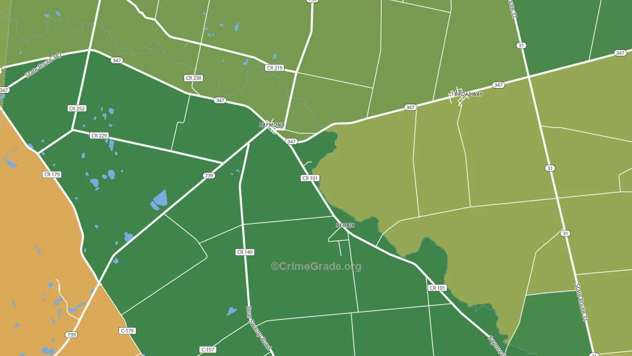 Raymond, OH Map of Vehicle Theft Rates
