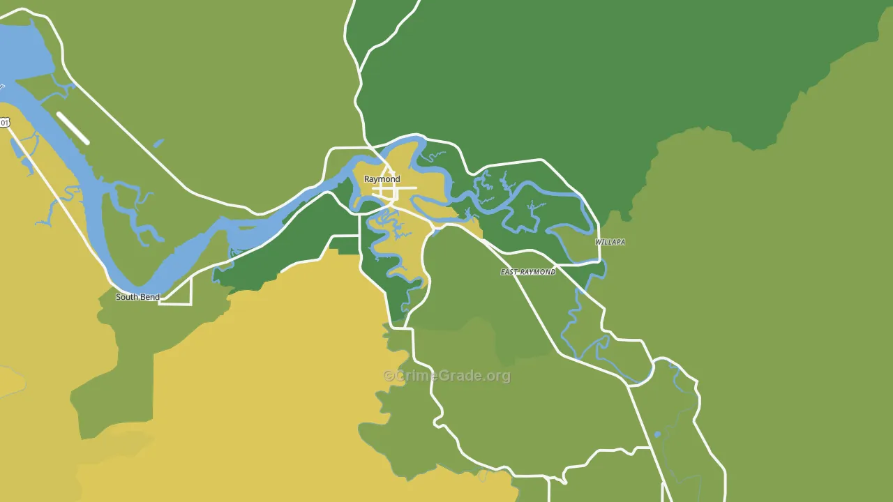 Raymond, WA Map of Vehicle Theft Rates