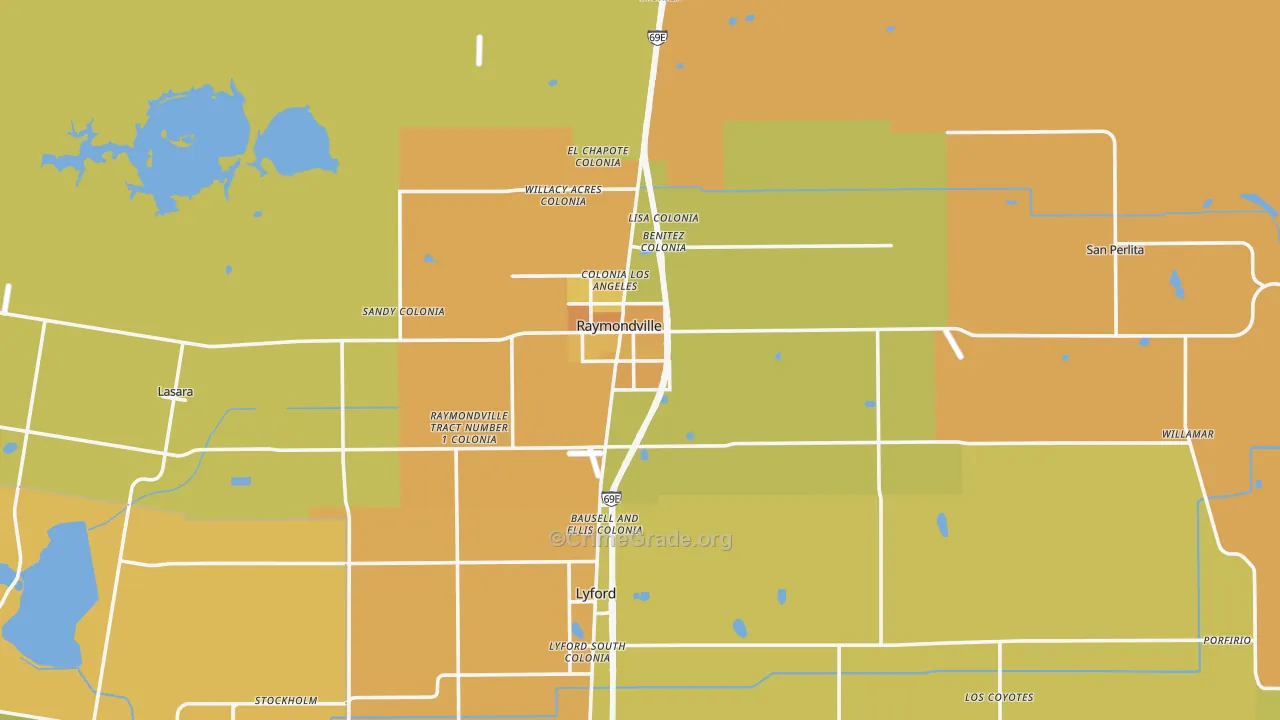 Raymondville, TX Map of Vehicle Theft Rates
