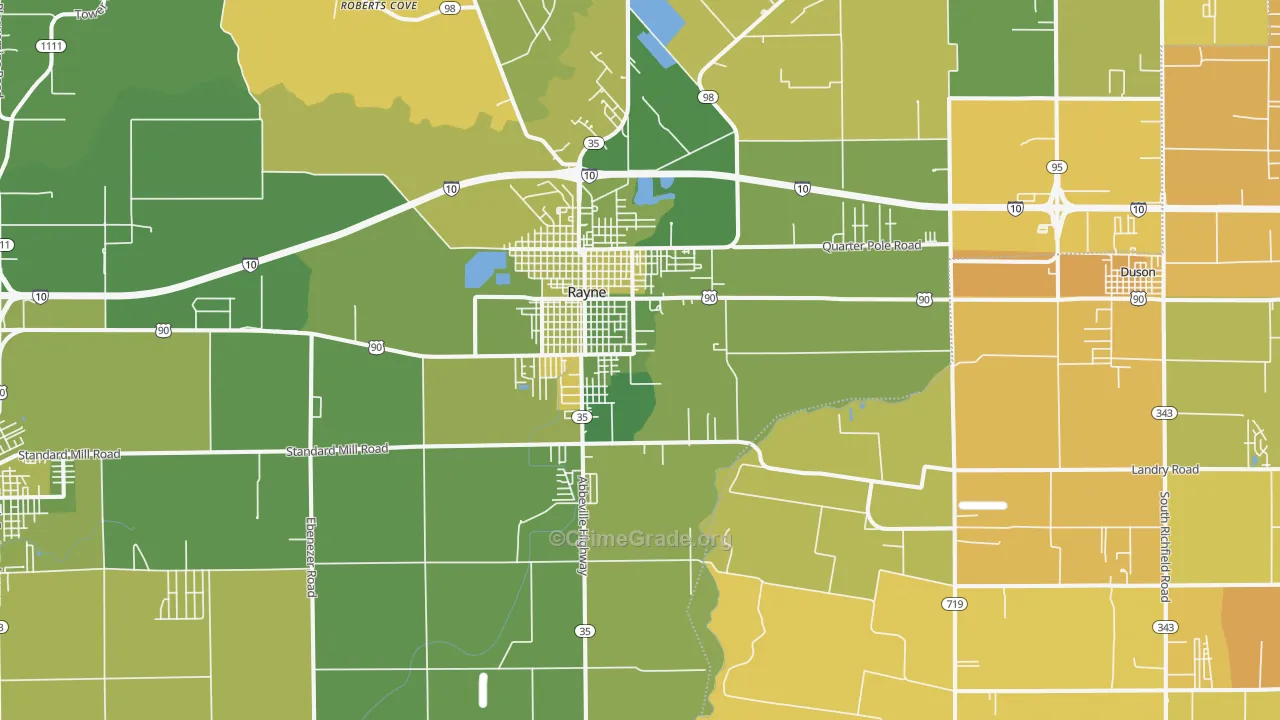 Rayne, LA Map of Vehicle Theft Rates