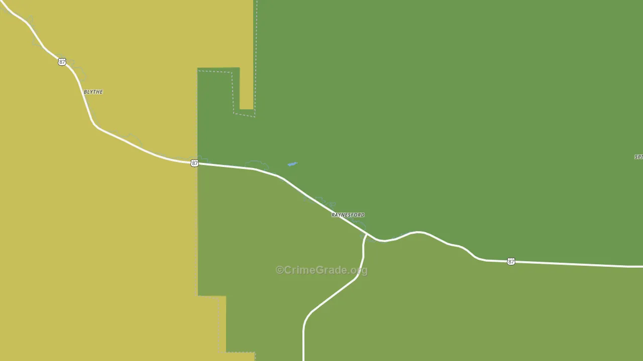 Raynesford, MT Map of Vehicle Theft Rates