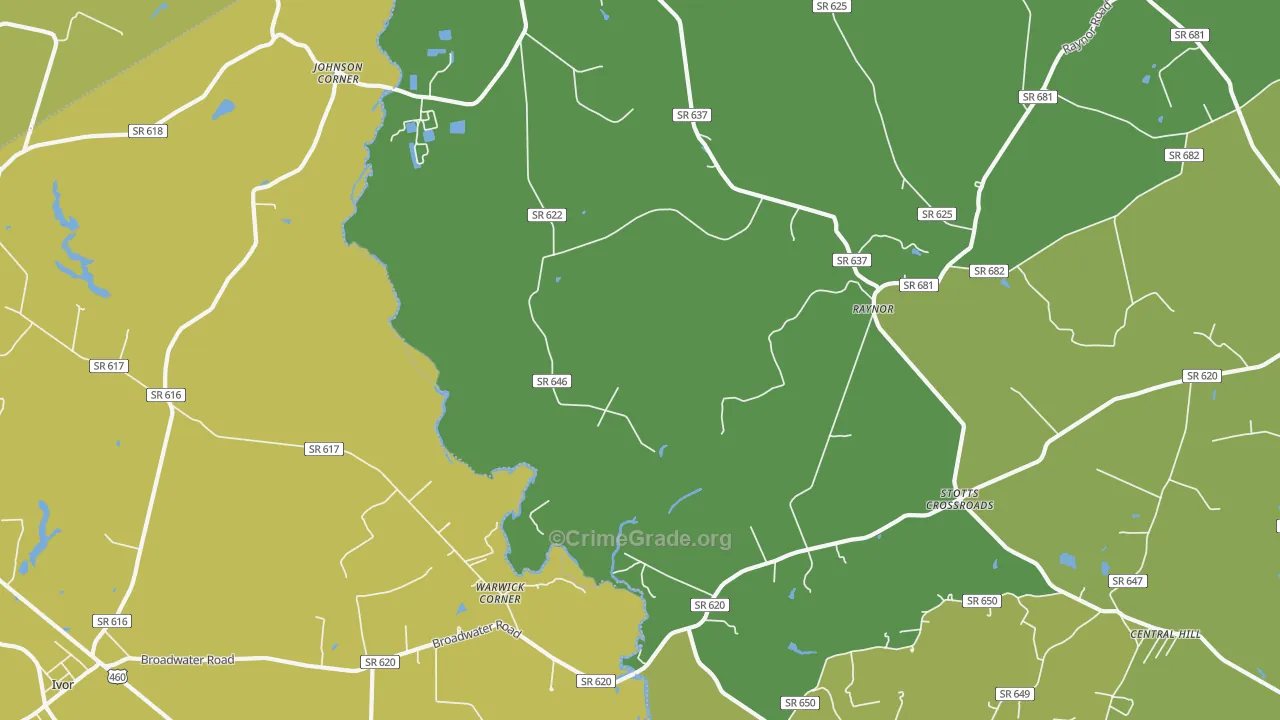 Raynor, VA Map of Vehicle Theft Rates