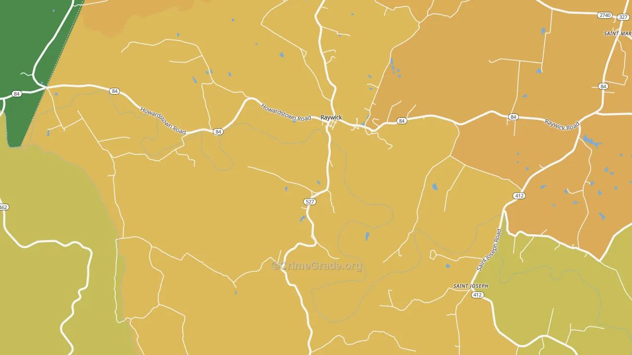 Raywick, KY Map of Vehicle Theft Rates