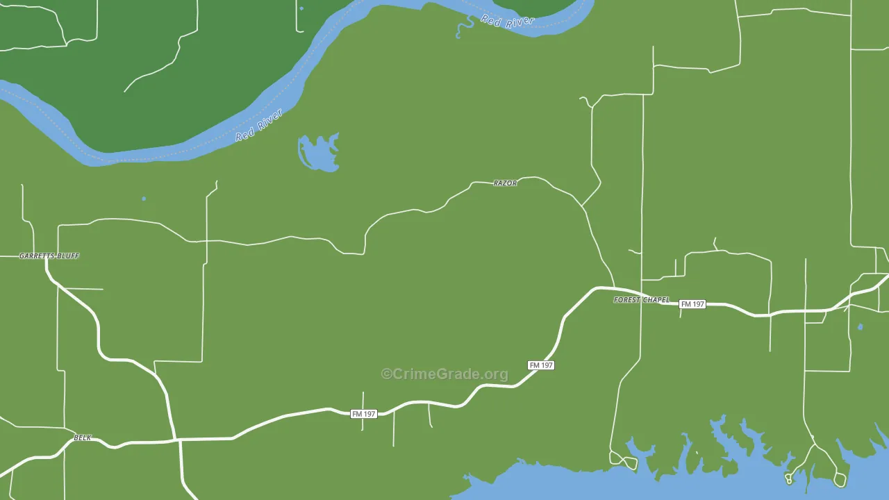 Razor, TX Map of Vehicle Theft Rates