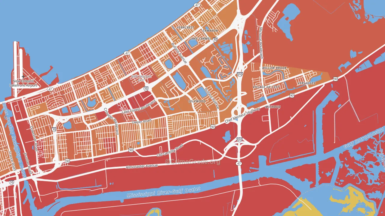 Read Blvd East, New Orleans, LA Map of Vehicle Theft Rates