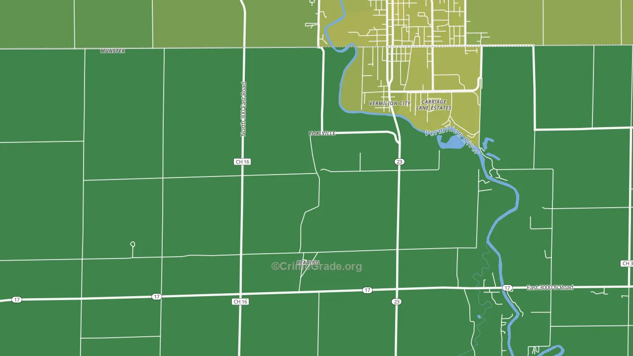 Reading, IL Map of Vehicle Theft Rates