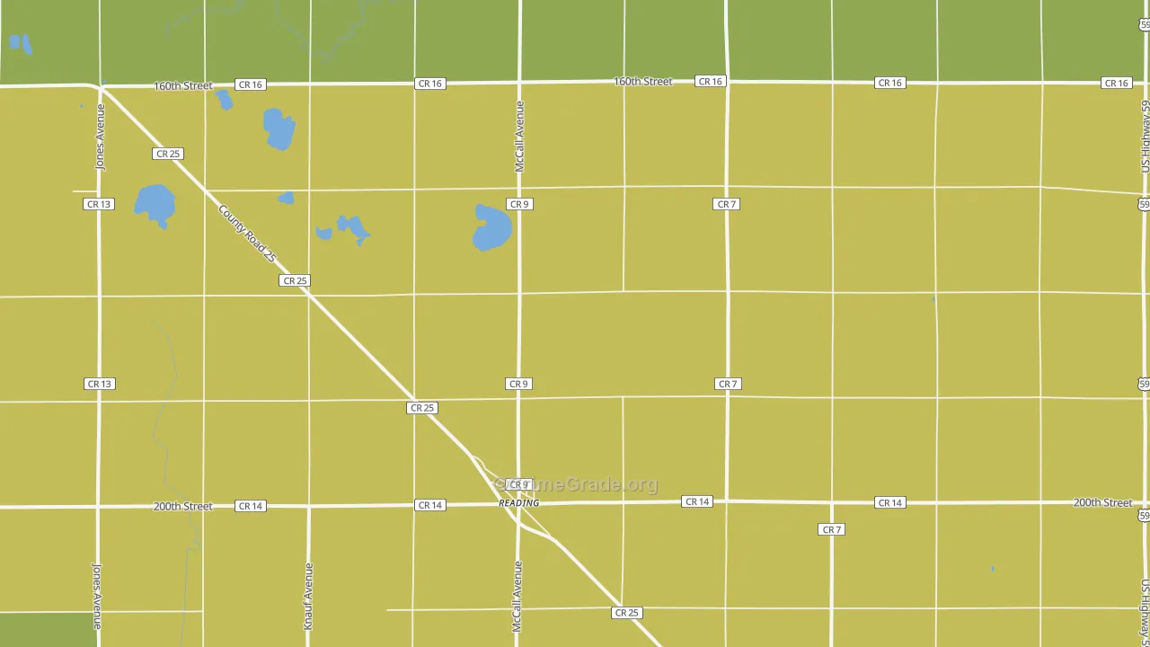 Reading, MN Map of Vehicle Theft Rates