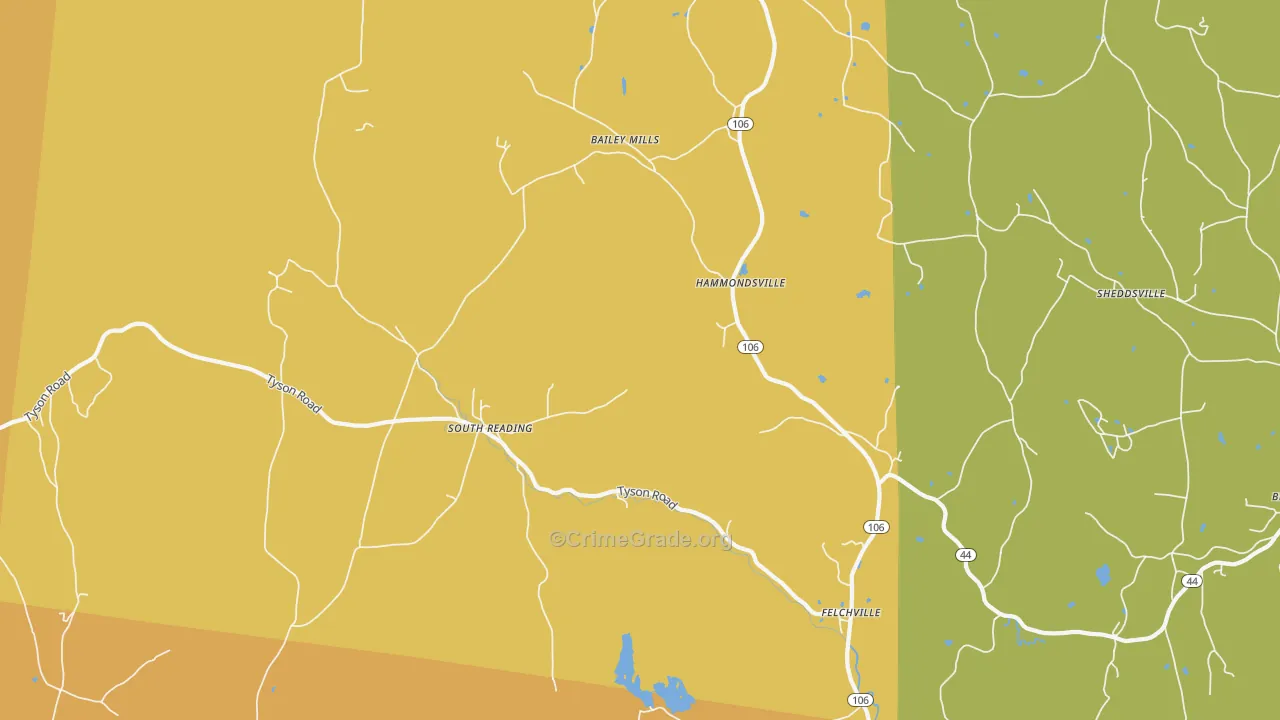 Reading, VT Map of Vehicle Theft Rates