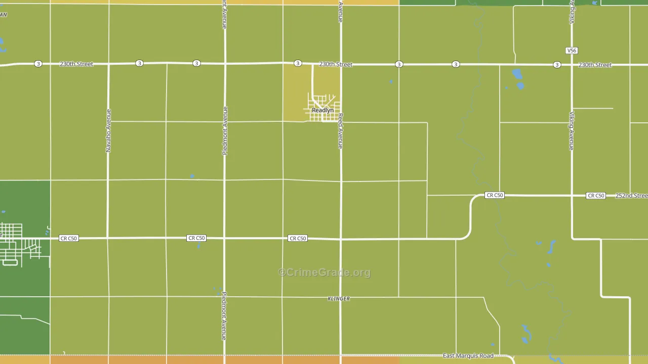 Readlyn, IA Map of Vehicle Theft Rates