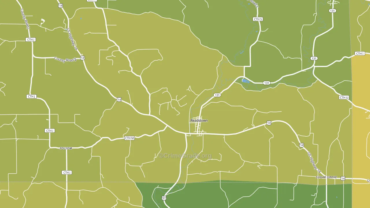Readstown, WI Map of Vehicle Theft Rates