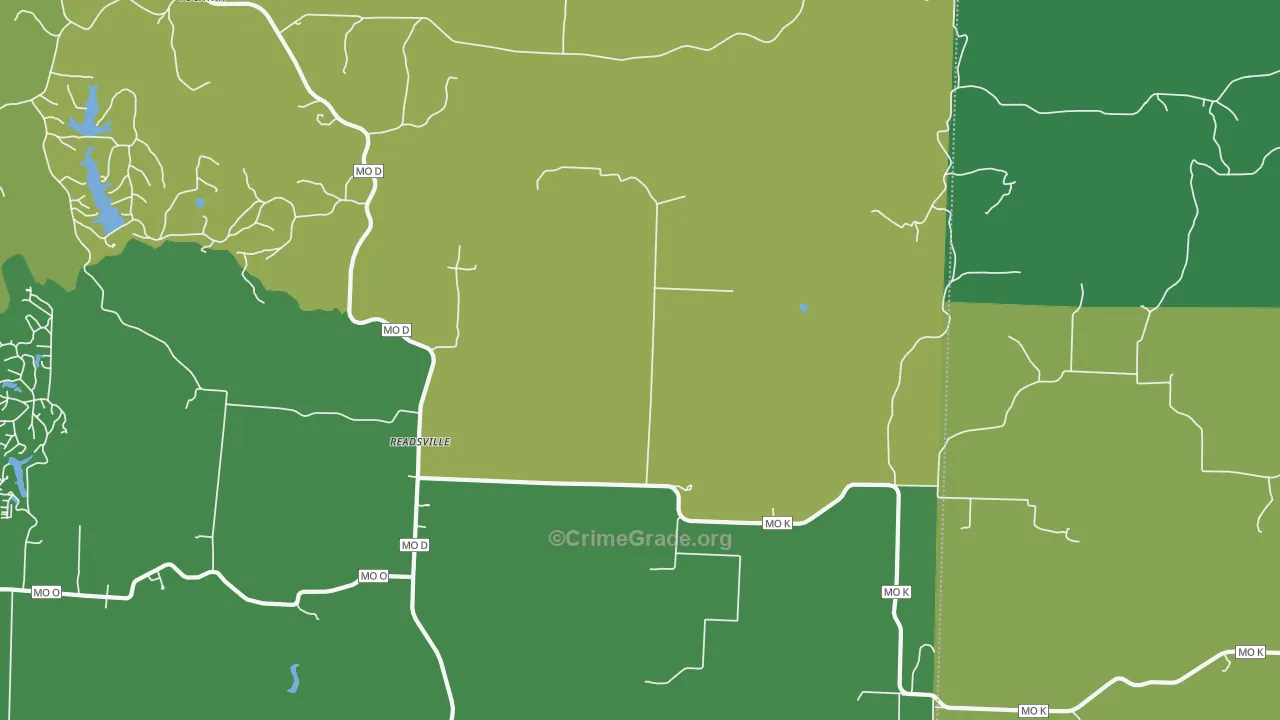 Readsville, MO Map of Vehicle Theft Rates