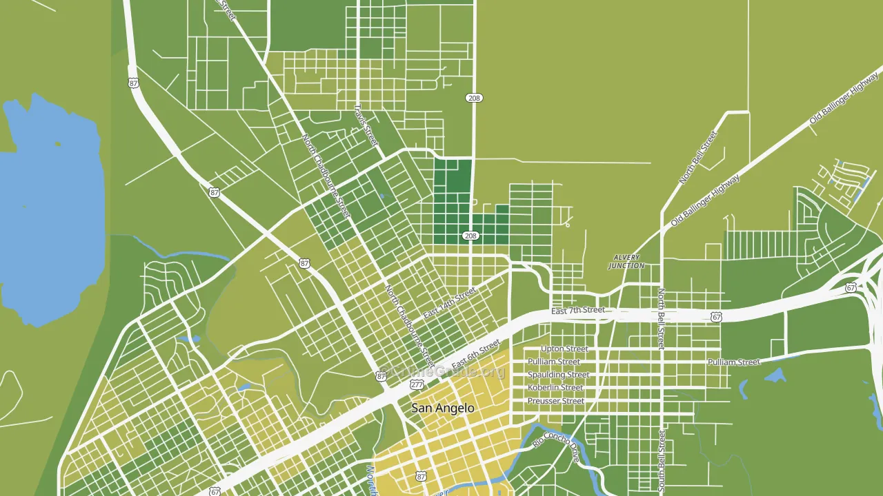 Reagan, San Angelo, TX Map of Vehicle Theft Rates