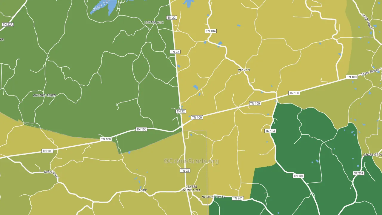 Reagan, TN Map of Vehicle Theft Rates