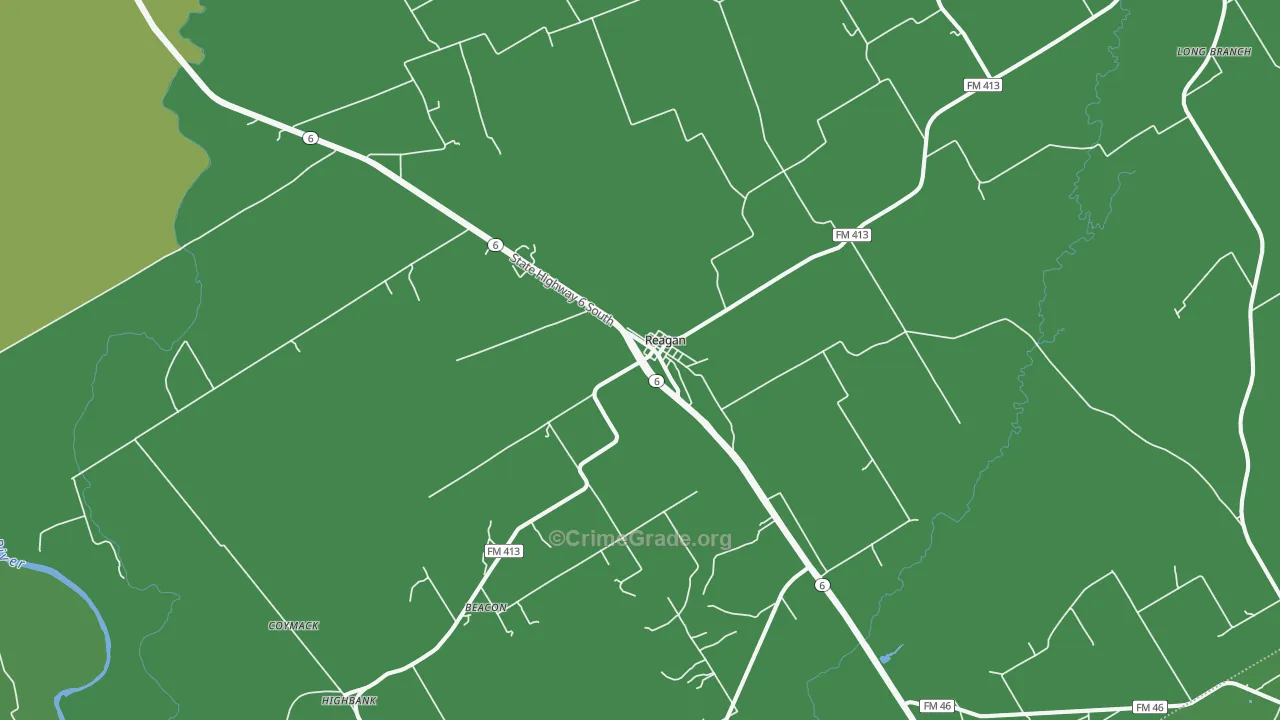 Reagan, TX Map of Vehicle Theft Rates