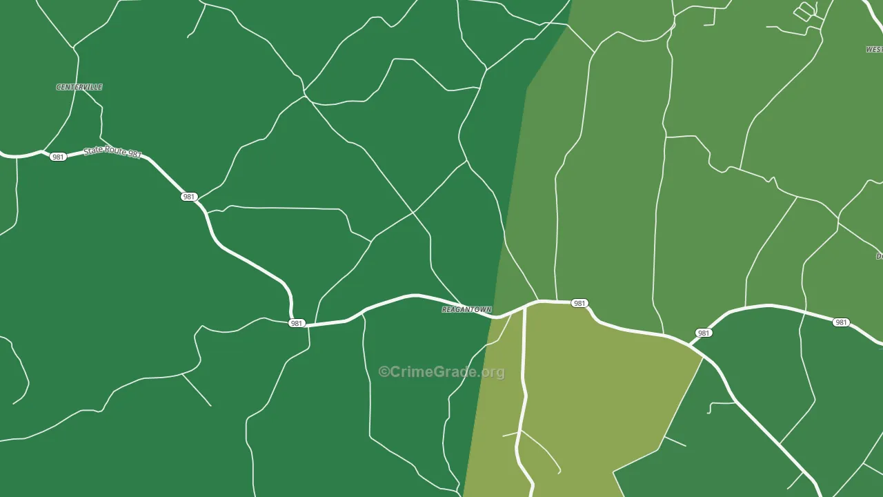 Reagantown, PA Map of Vehicle Theft Rates
