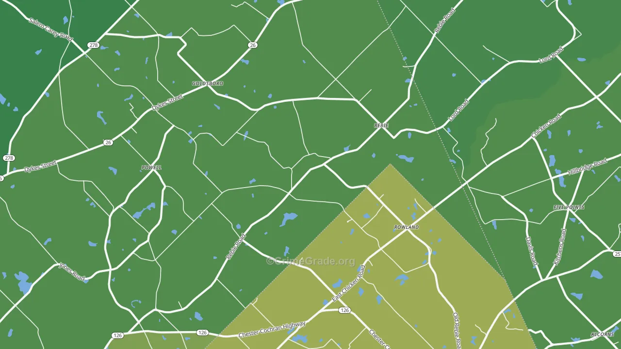 Rebie, GA Map of Vehicle Theft Rates